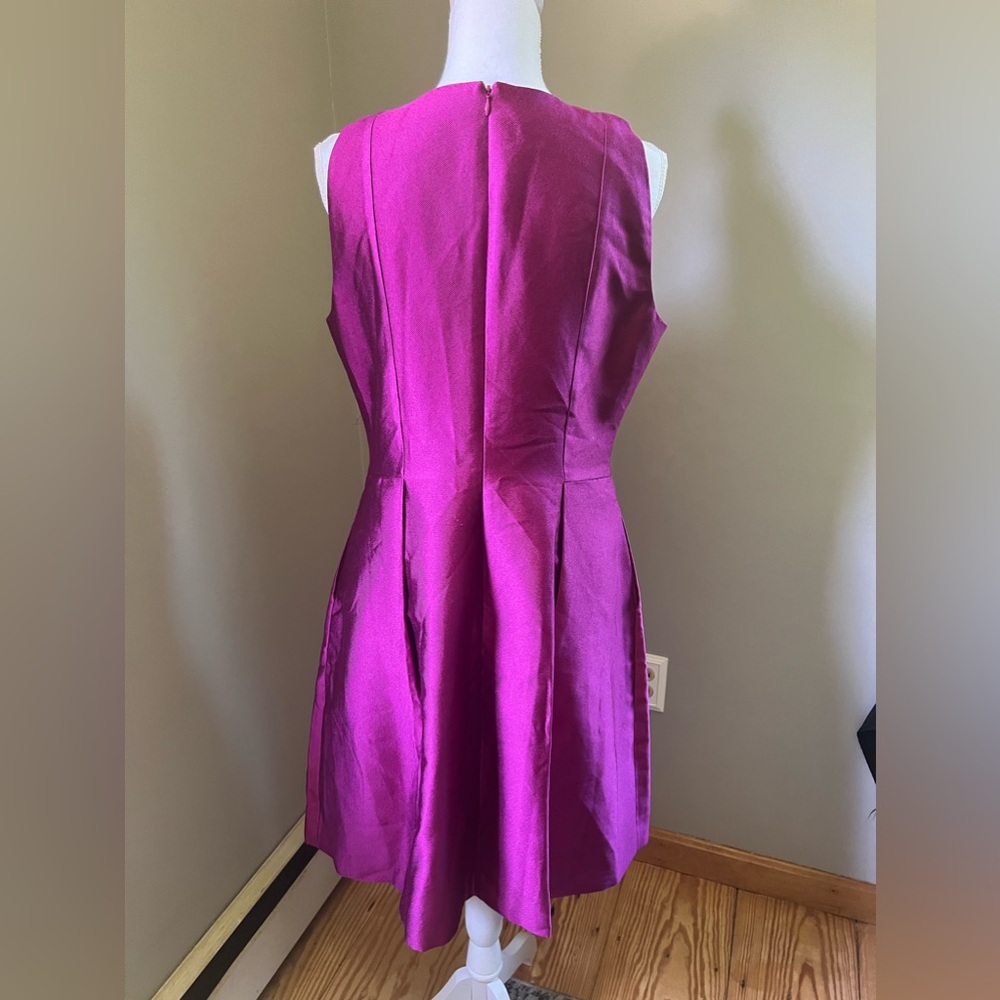 Kay Unger Fuchsia Satin Fit-and-Flare Dress - Picture 6 of 15
